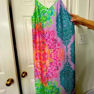 Lilly Pulitzer satin slip dress, bright, size L  NWT.